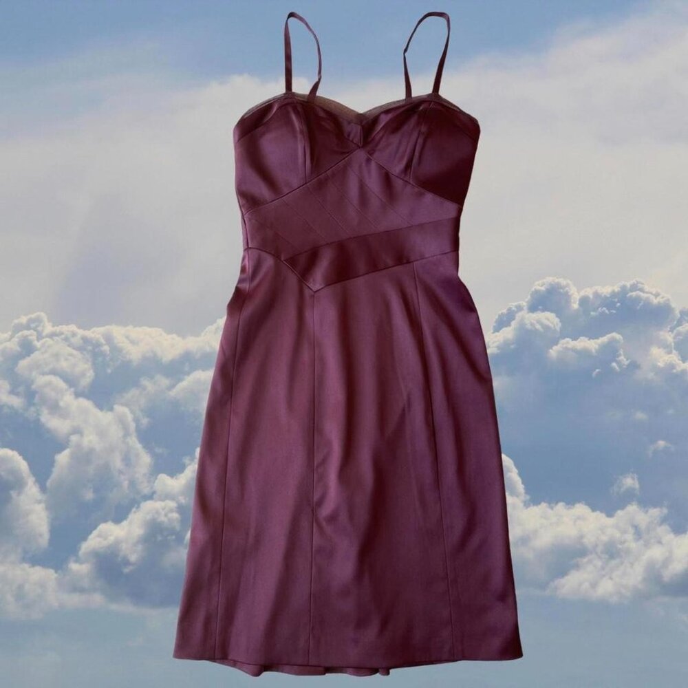 NWT Vintage 90s BCBG Paris Satin Dress Plum‎ Purple Cocktail Glam Dress Size 2